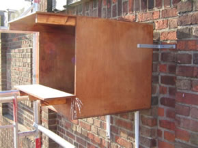 Peregrine box and nest tray (courtesy D Morrison)