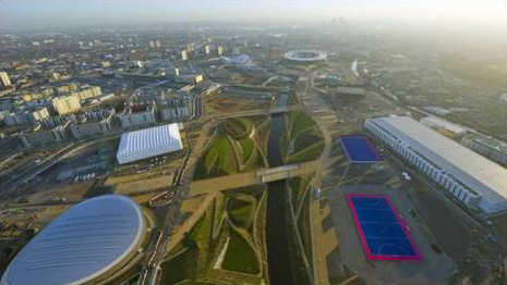 overhead view of developed park